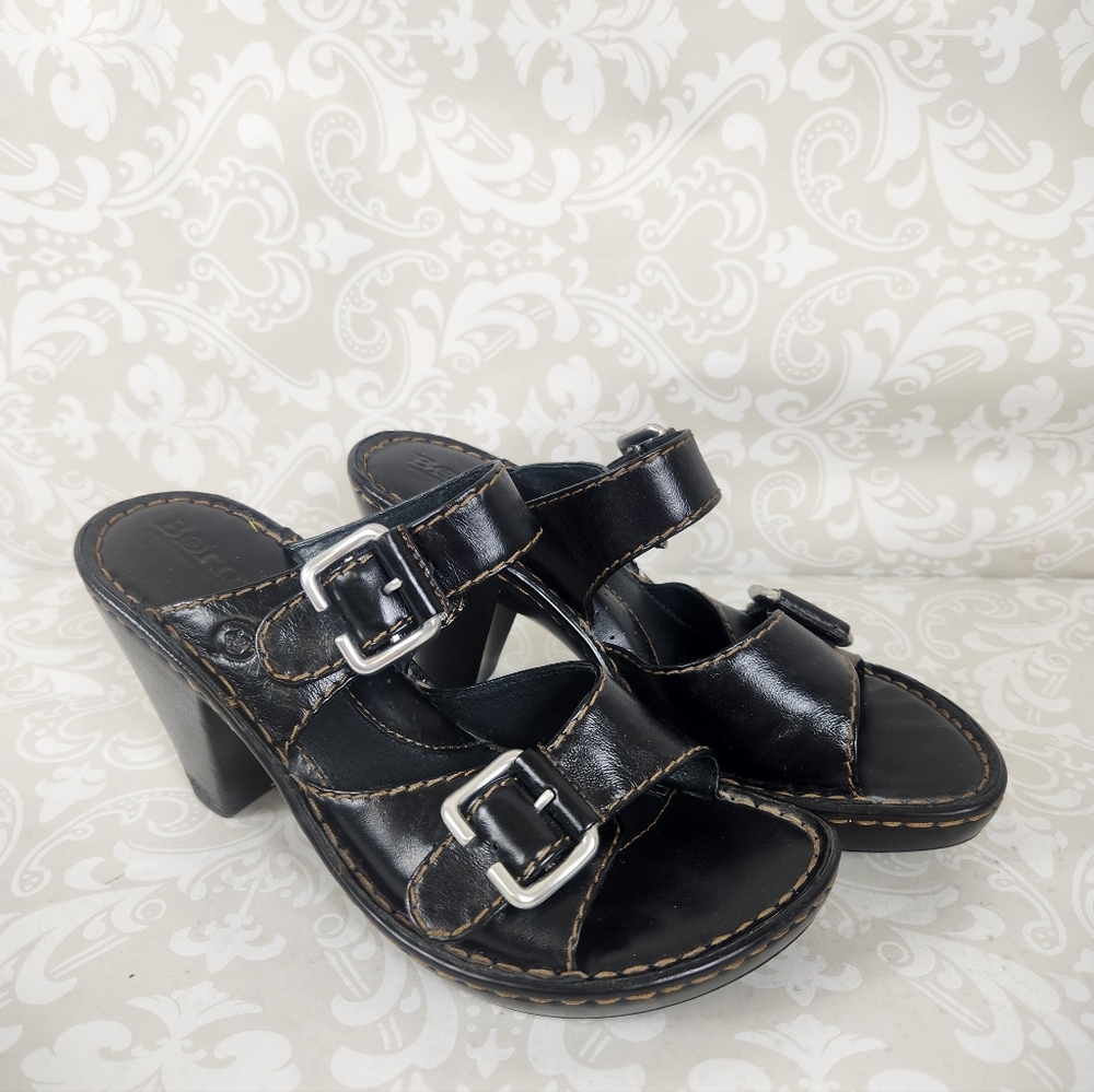Born Brown Leather Heeled Sandals